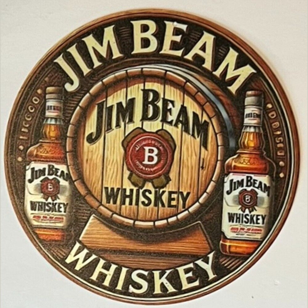 Jim Beam Whiskey Novelty Round 8" Metal Sign NEW! Home & Garden:Home Décor:Plaques & Signs Style Your Walls